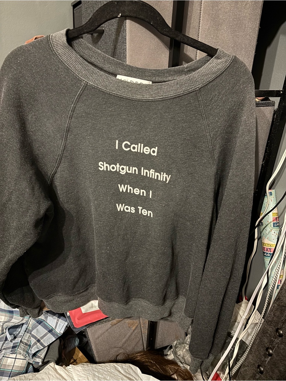 Wildfox Black Graphic Crewneck Sweatshirt - 'I Called Shotgun Infinity'